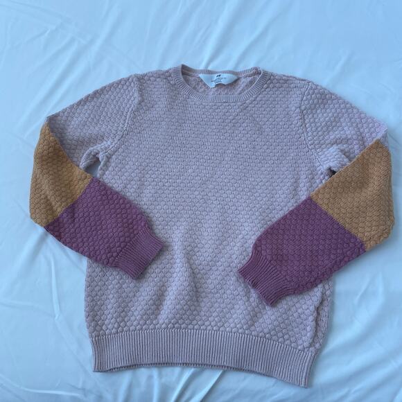 H&M Sweater Girls 6X/7 Pink Colorblock Knit Casual - Picture 1 of 5